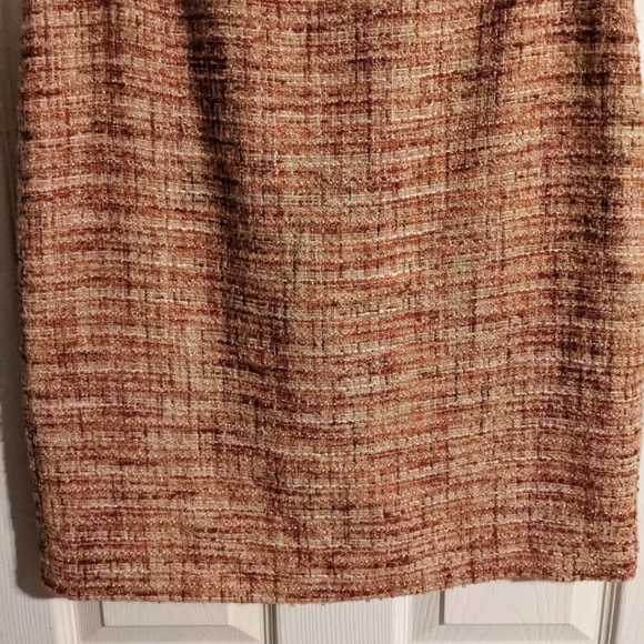 Colorful Tweed Pencil Skirt 4P Red Pink Orange Modern Classic Knee Length Retro - Picture 3 of 6